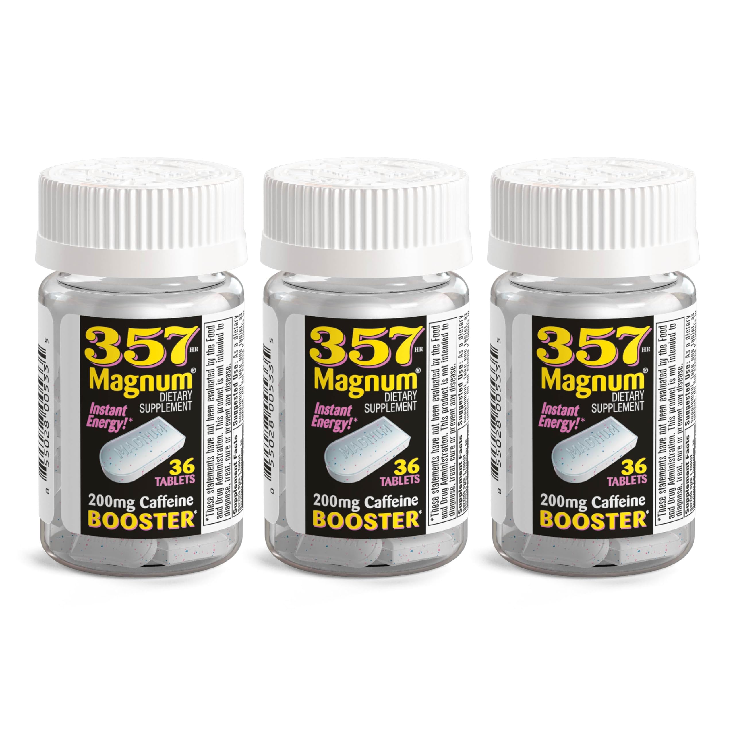 357 Magnum - Energy Tablets Formulated with Caffeine - 36 Capsules - 3 Pack