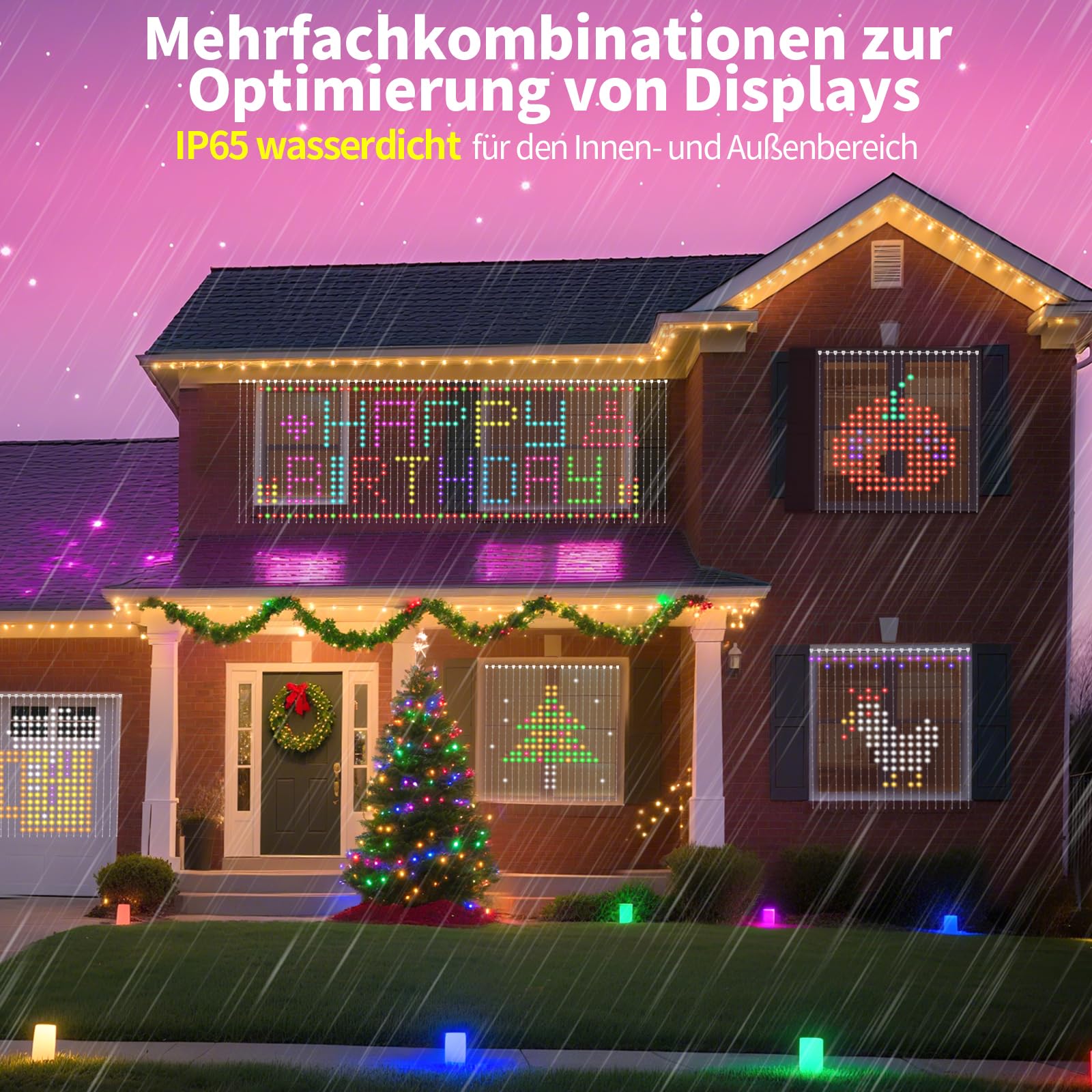 YOOHBERRYS Lichtervorhang, Smart LED Vorhang DIY Lichterketten Vorhang Mit Fernbedienung/APP, USB, Stecker, Dynamisch 400LEDs Lichtvorhang, Curtain Lights für Party Weihnachten Innen AußEn (2 x 2M)