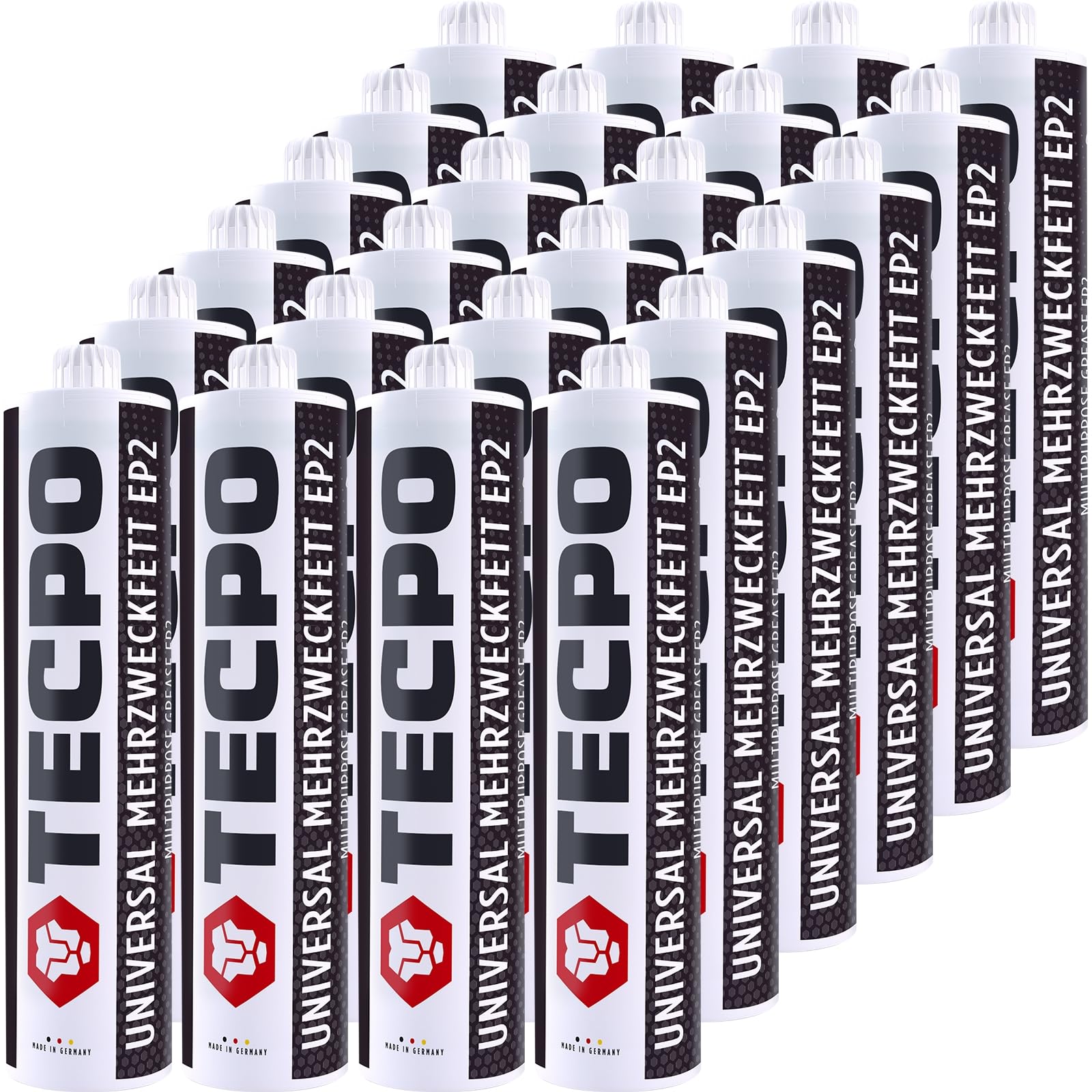 TECPO Grasa universal multiusos EP2, 24 unidades, 500 g, grasa de litio, uso universal, de larga duración, resistente a la temperatura, resistente al agua