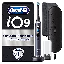 Oral-B Spazzolino Elettrico Ricaricabile iO 9 Nero Edizione Limitata, 1 Spazzolino elettrico, 1 Testine Oral B Di Ricambio, Custodia Da Viaggio, Astuccio Magnetico, Per Una Pulizia Denti Efficace