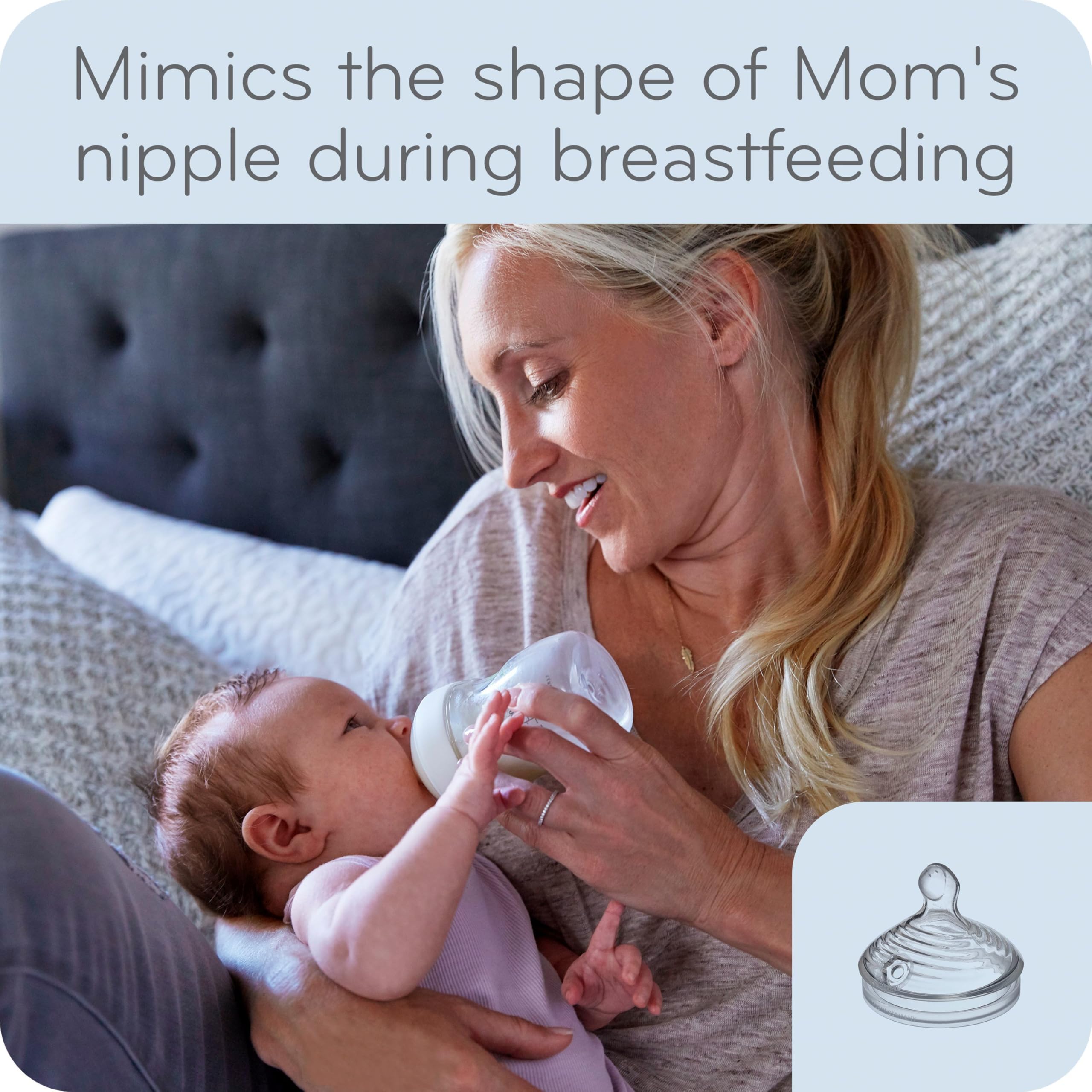 NUK Simply Natural Bottle with SafeTemp, 9 oz, 6 Pack, 1+ Months