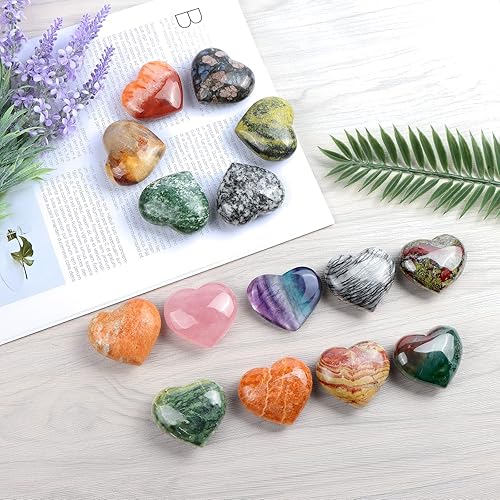 Miniatura 5 de Artistone Cristales curativos de corazón de cristal citrino de 2 pulgadas, piedras de corazón pulidas de bolsillo, piedras preciosas de amor,
