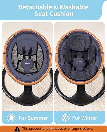 Miniatura 7 de LAREX Columpio eléctrico portátil para bebé recién nacido, 5 velocidades de balanceo con control remoto, 12 melodías preestablecidas y Bluetooth, de