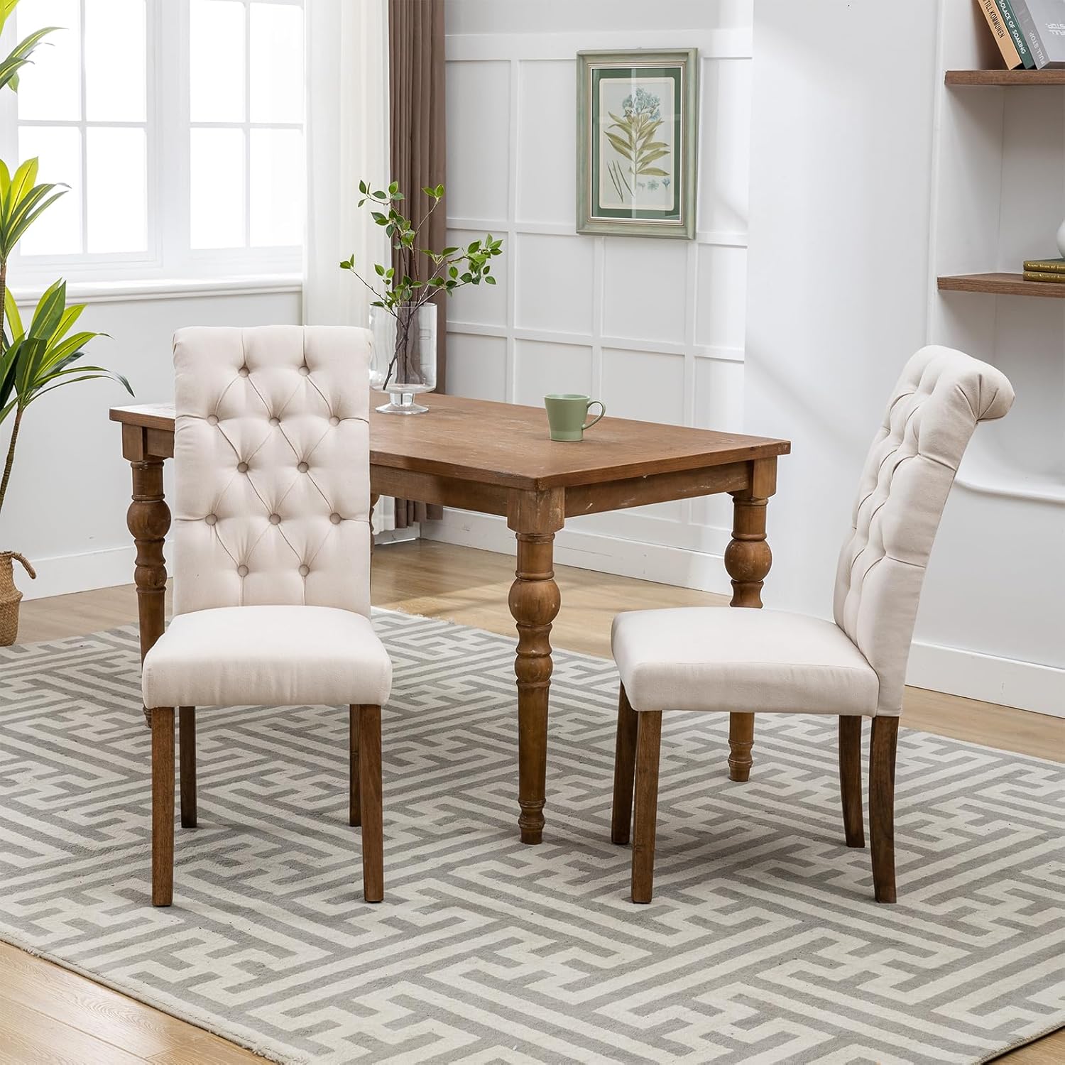 Amazon.com - Hforesty Upholstered Dining Chairs Set of 2, Fabric Velvet ...