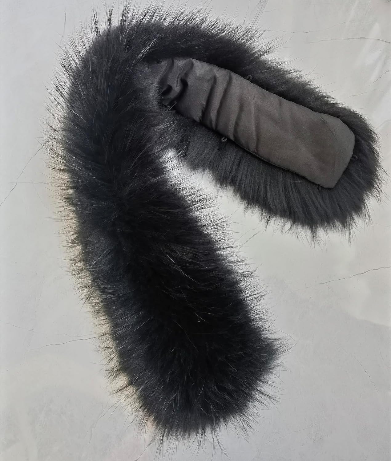 Real animal Collar Women Scarf Raccoon hair Collar Head Hat Men Universal Collar black