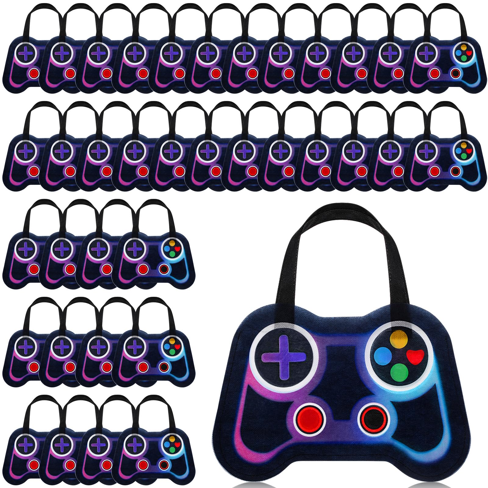 Silkfly 12 Video Game Party Favor Bags, Reusable, Neon Color