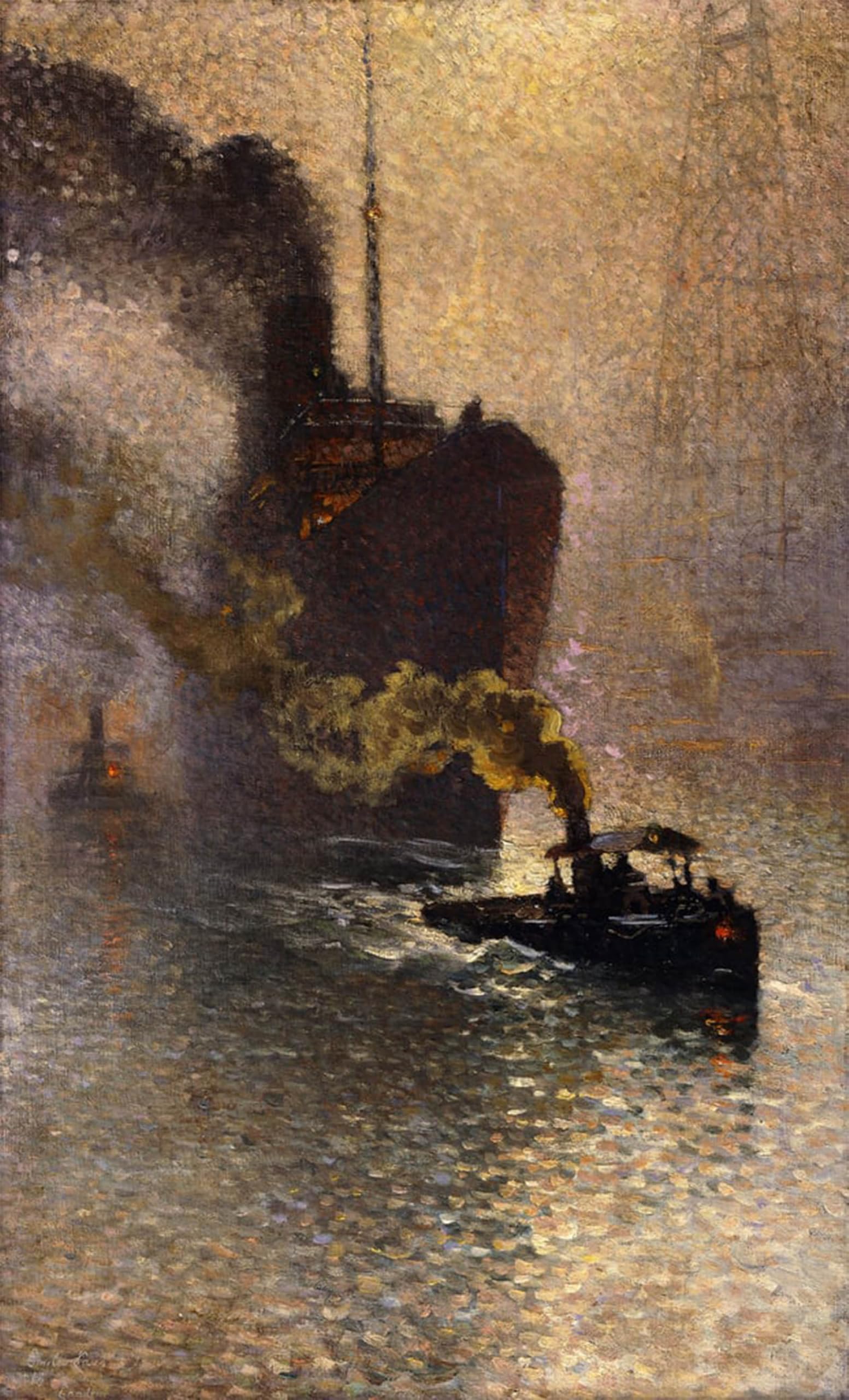 ARTXLXXBN Famous Prints Artwork Pictures Poster Painting Art in Tow on the Thames in the Fog by Emile Claus Artwork Landscape Pictures for Home Decor 60x90cm