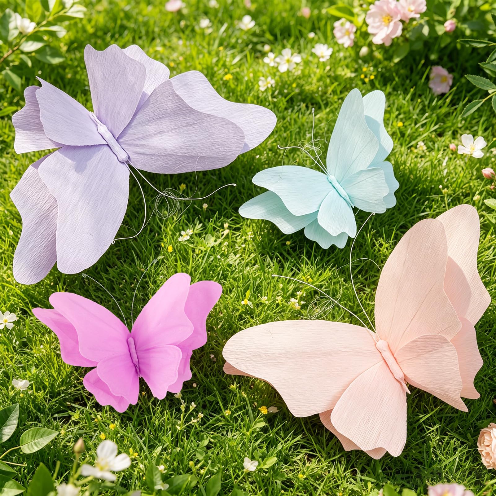 Photo 1 of OBBOLO 4-Piece Crepe Paper Hanging Butterfly Decorations