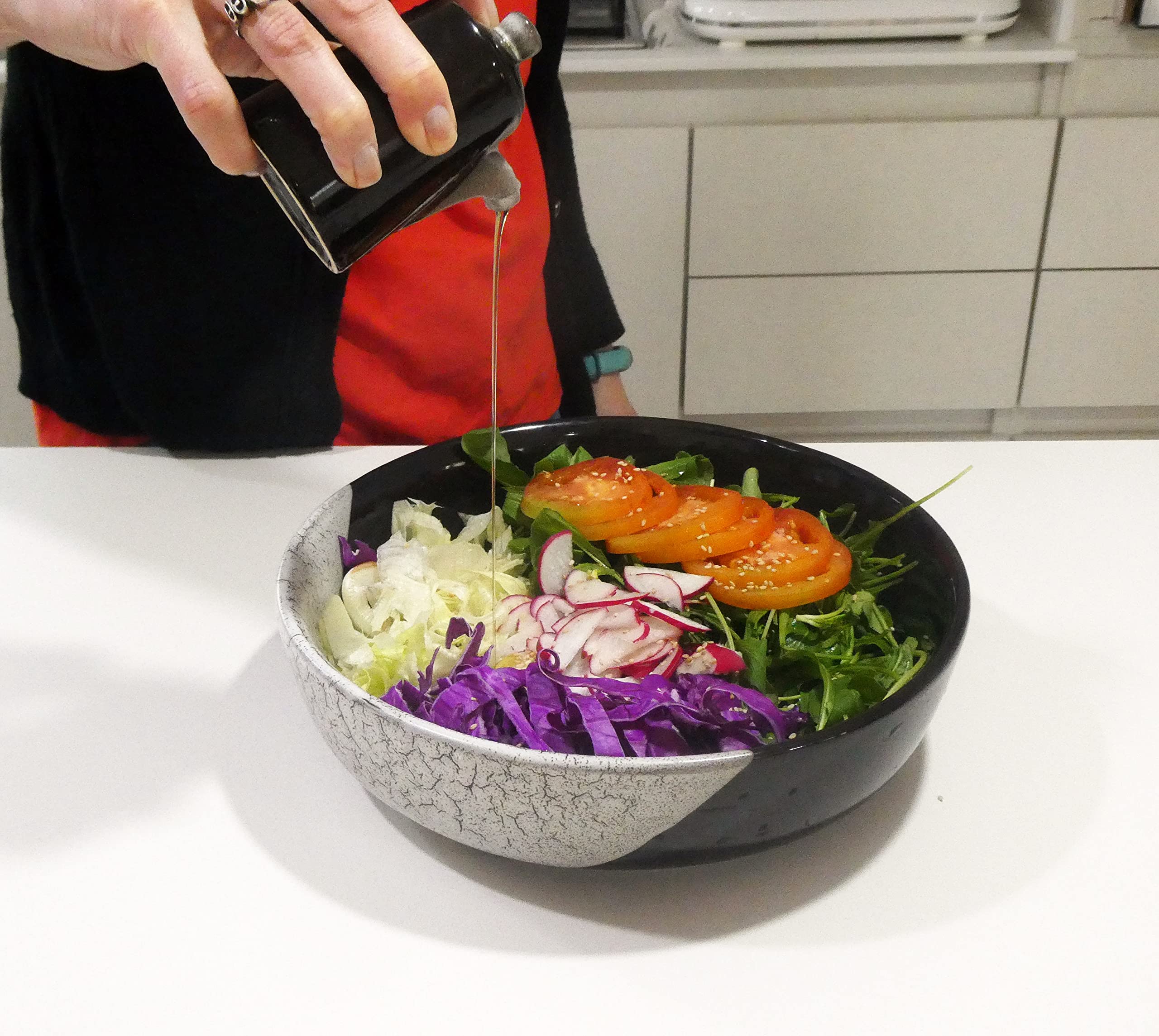 Juego de 4 ensaladas y cuencos Risotto para pasta de Rim. Unbreakeable grado A platos de melamina poco profundos, aptos para lavavajillas y microondas, plato saturno