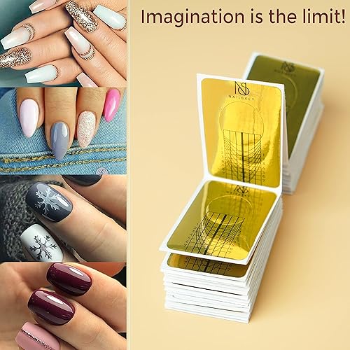 Miniatura 4 de Formas de uñas para constructor de gel, 100 calcomanías autoadhesivas para extensiones de uñas para acrílico, UV y poligel con guía de escultura de