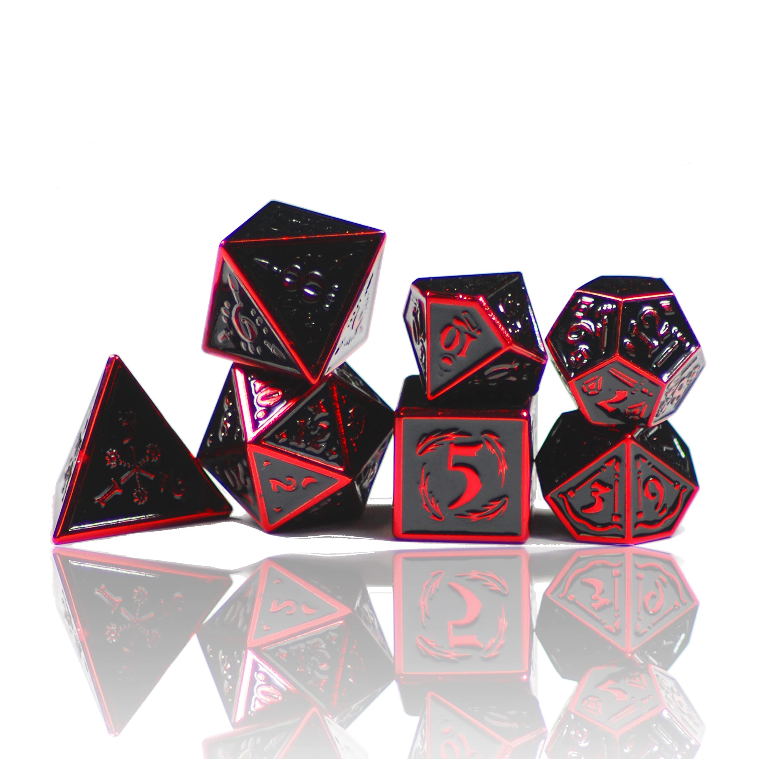 FantasyDice Nightwatch Large Metal D20 Dice - Red Zinc Dice For D&D, RPGs (Includes Metal Box)