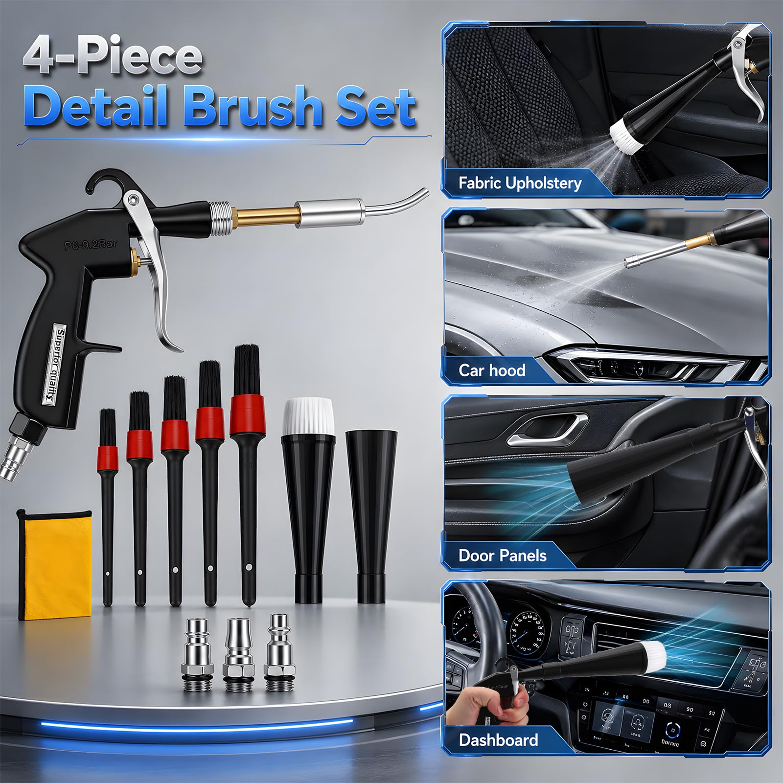 Kit Pistolet Nettoyage Voiture à Air Comprimé, Soufflette Alu