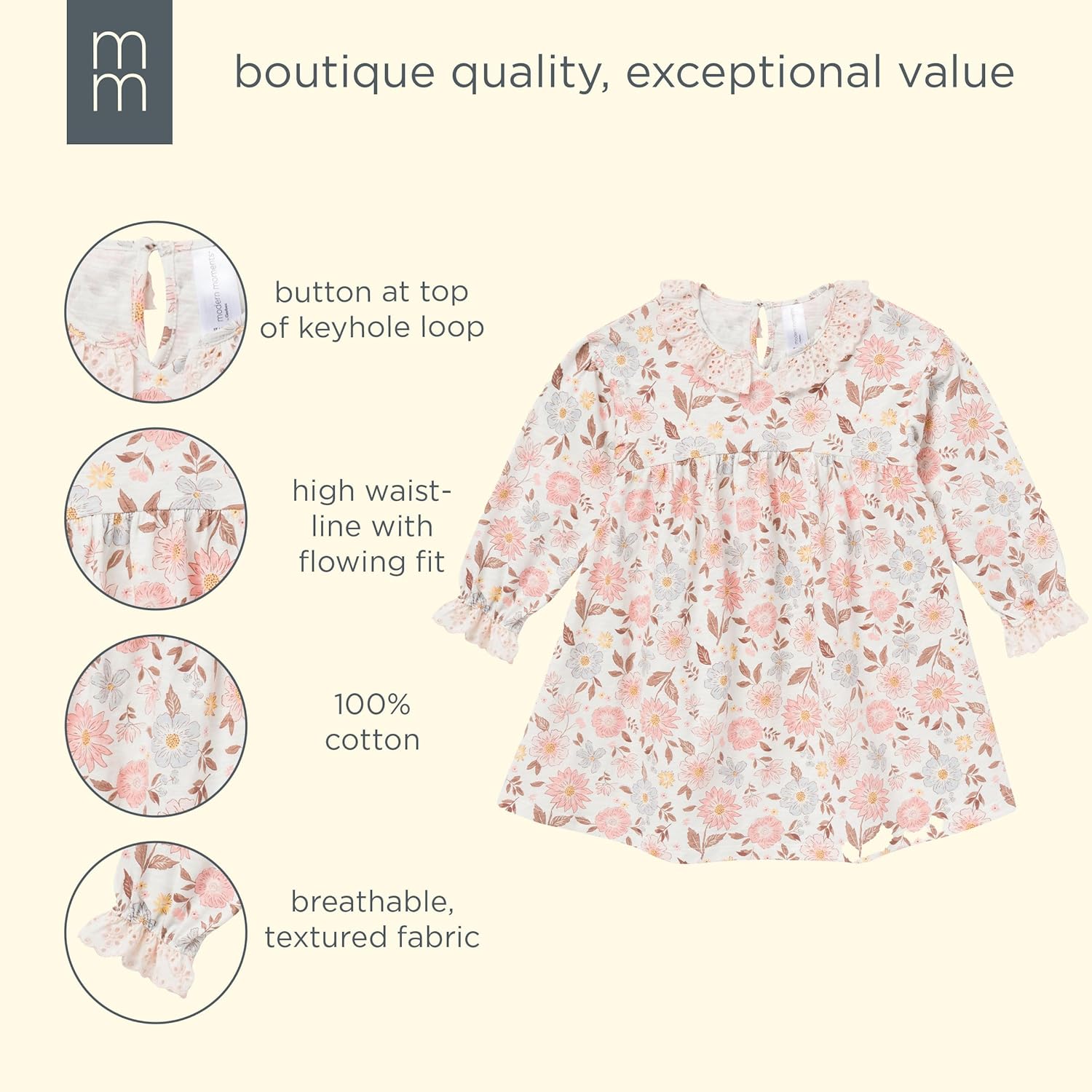 Modern Moments by Gerber Baby-Girls Toddler Long-Sleeve Dress - Image 7