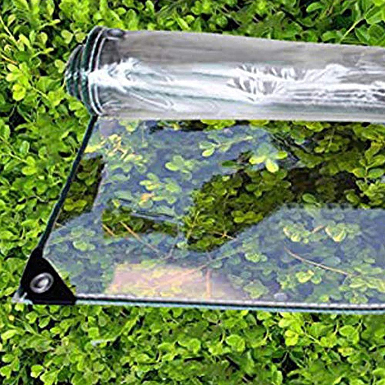 GJZQDKX Heavy Duty Waterproof PVC Transparent Tarpaulin Cover Tear-Resistant Vinyl Tarp with Eyelets Foldable Protective Tarp for Garden Furniture & Greenhouse 2x3m/6.9x9.8ft