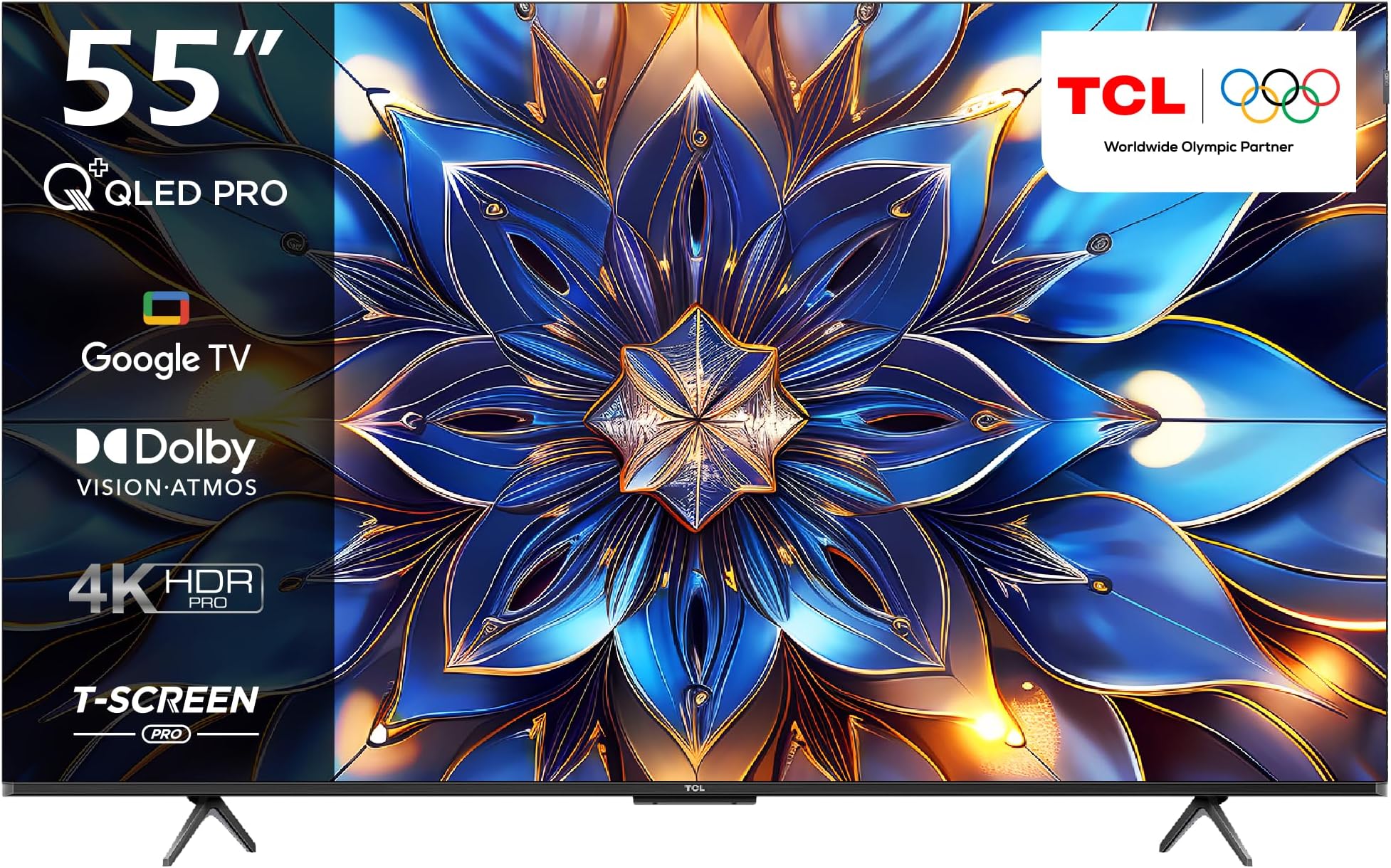 TCL 55T7B Television 55 Inch Smart TV 4K QLED Pro HDR 10+ Google TV, Quantum Dot Technology, Dolby Vision- Atmos,MEMC，2GB RAM+32GB ROM,Game Master, Slim Design (2024 Model)