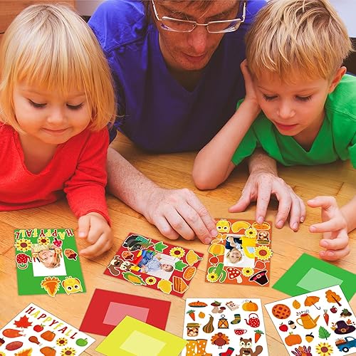 Miniatura 5 de Qyeahkj Paquete de 54 marcos de fotos de otoño para niños, bricolaje, calabaza, hoja de arce, pavo, manualidades, otoño, Acción de Gracias,