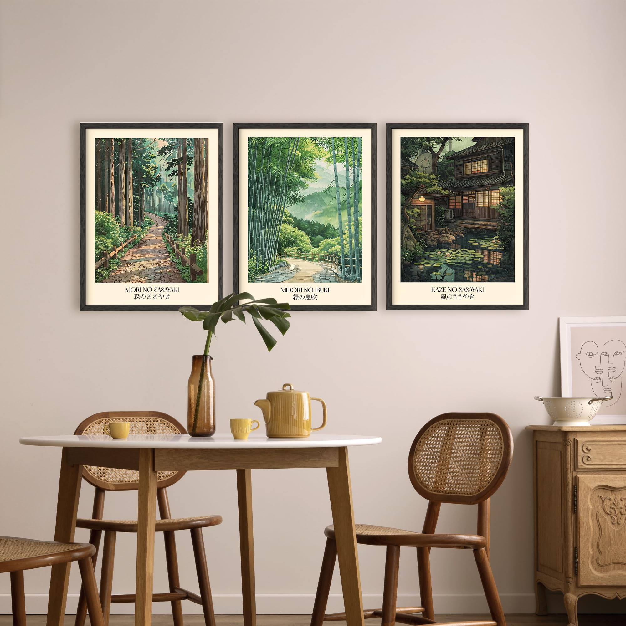 Amazon.com: Wallbuddy Japanese Landscape Poster Set of 3 - Mori No