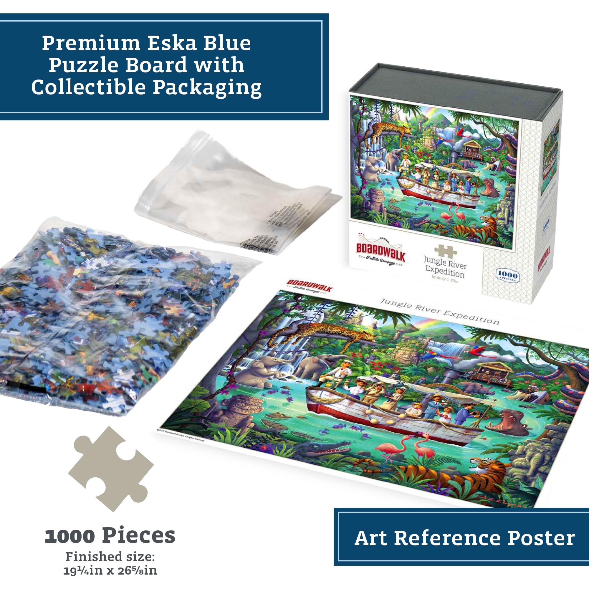 Amazon.com: Boardwalk Puzzles Jungle River Expedition - 1000 Piece