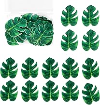 48 Pieces Turtle Leaf Cupcake Toppers Edible Tropical Palm Leaf Cake Decorations Tropical Leaves Deco Cupcake Party for Wedding Birthday Hawaiian Jungle