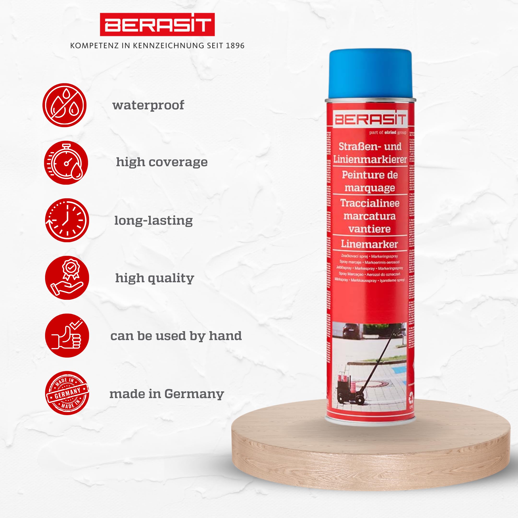 spray marcador de suelos, marcador profesional de calles y líneas, resistente a la intemperie, secado rápido, 600 ml, unidad de envío = 1 lata (azul)