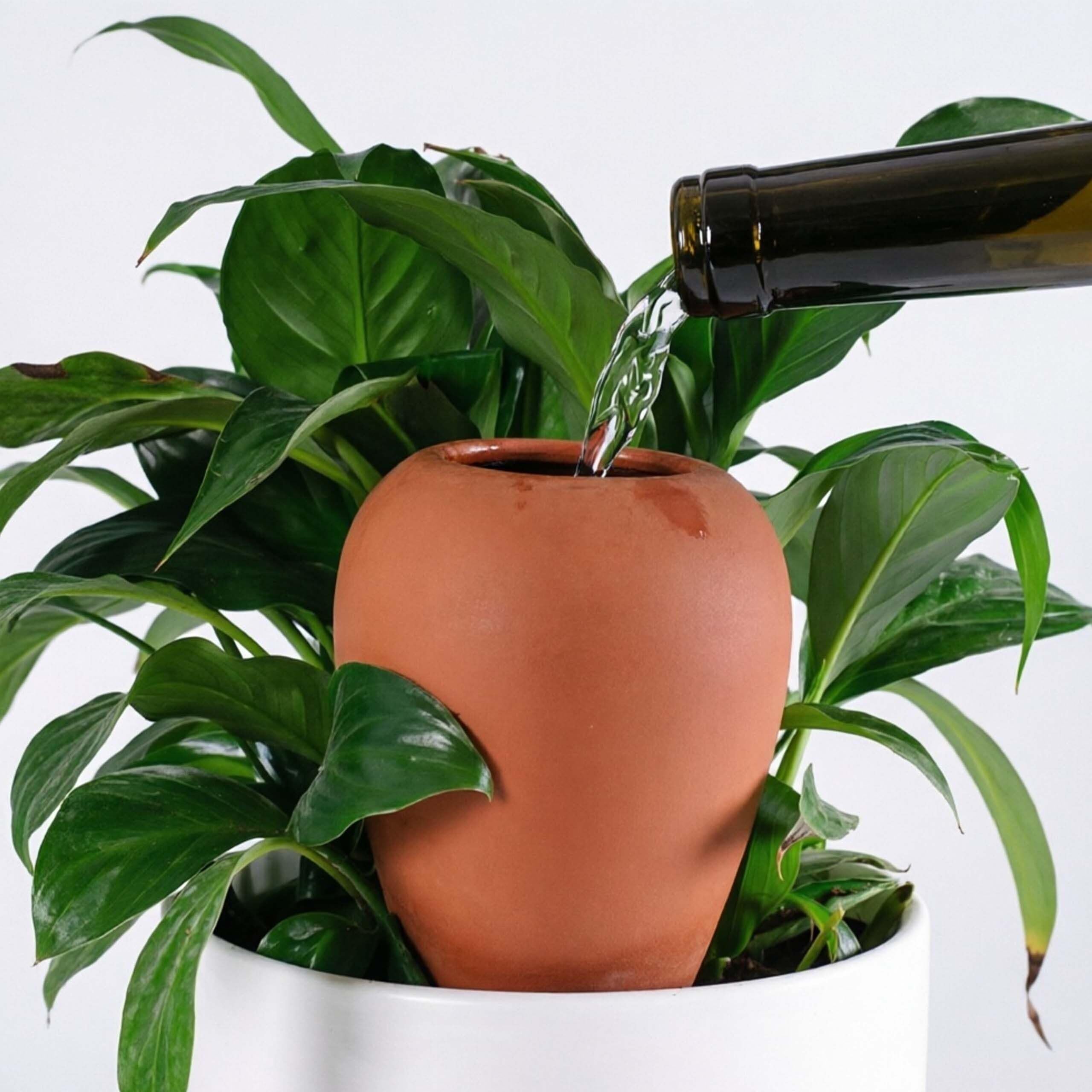 Conos de arcilla para riego Relaxdays, juego de 4, 350 ml, terracota