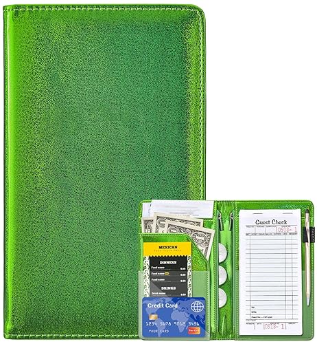 Miniatura 7 de Libreta organizadora para camarera Book&Waitstaff de piel con brillos y cartera y bolsillo con cierre lindo organizador con bolsillo para monedas