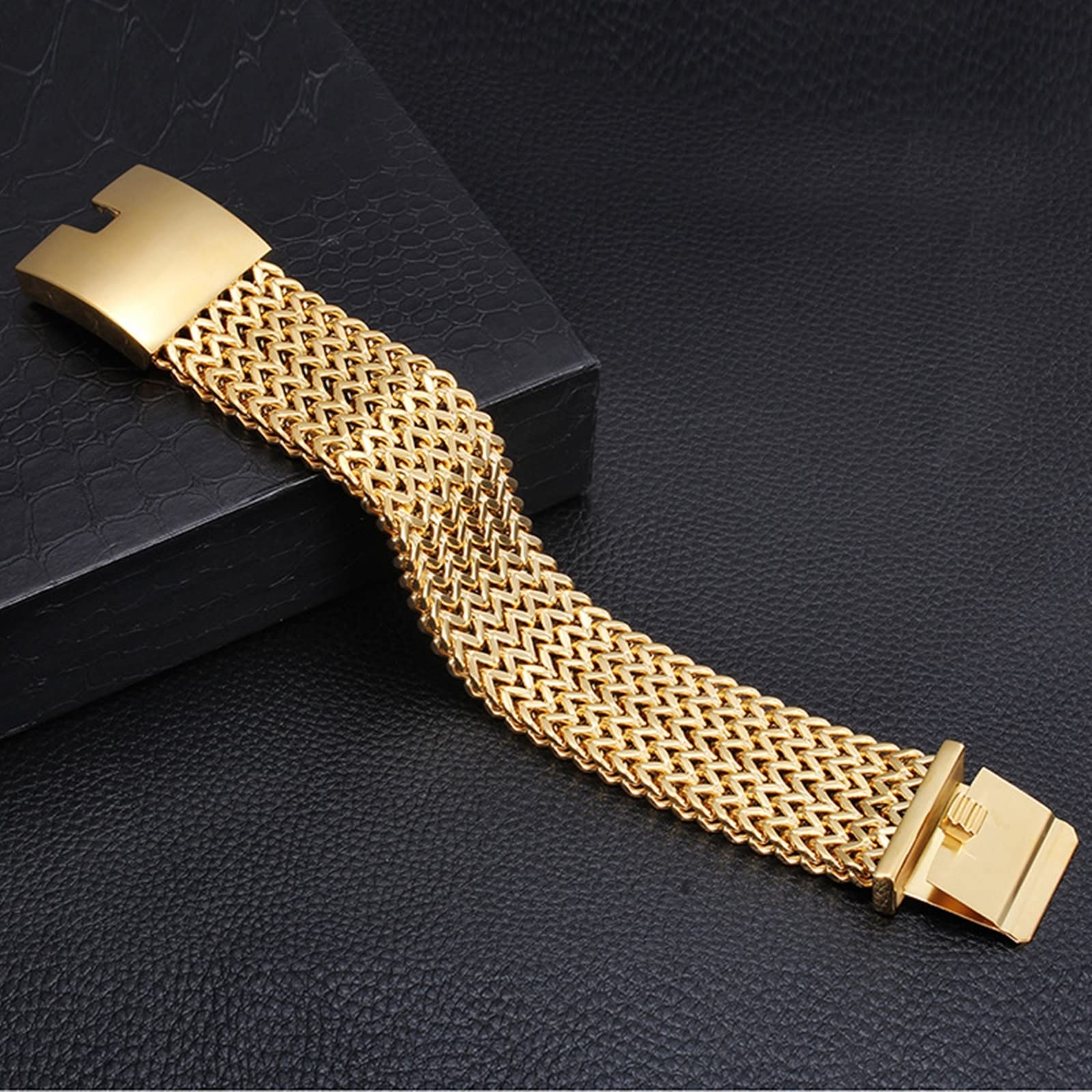 Armkette Herren in Edelstahl, Glieder Link Weizenkette Manschettenarmband Unisex Kette personalisiert Klassische, Geschenk für Ihn