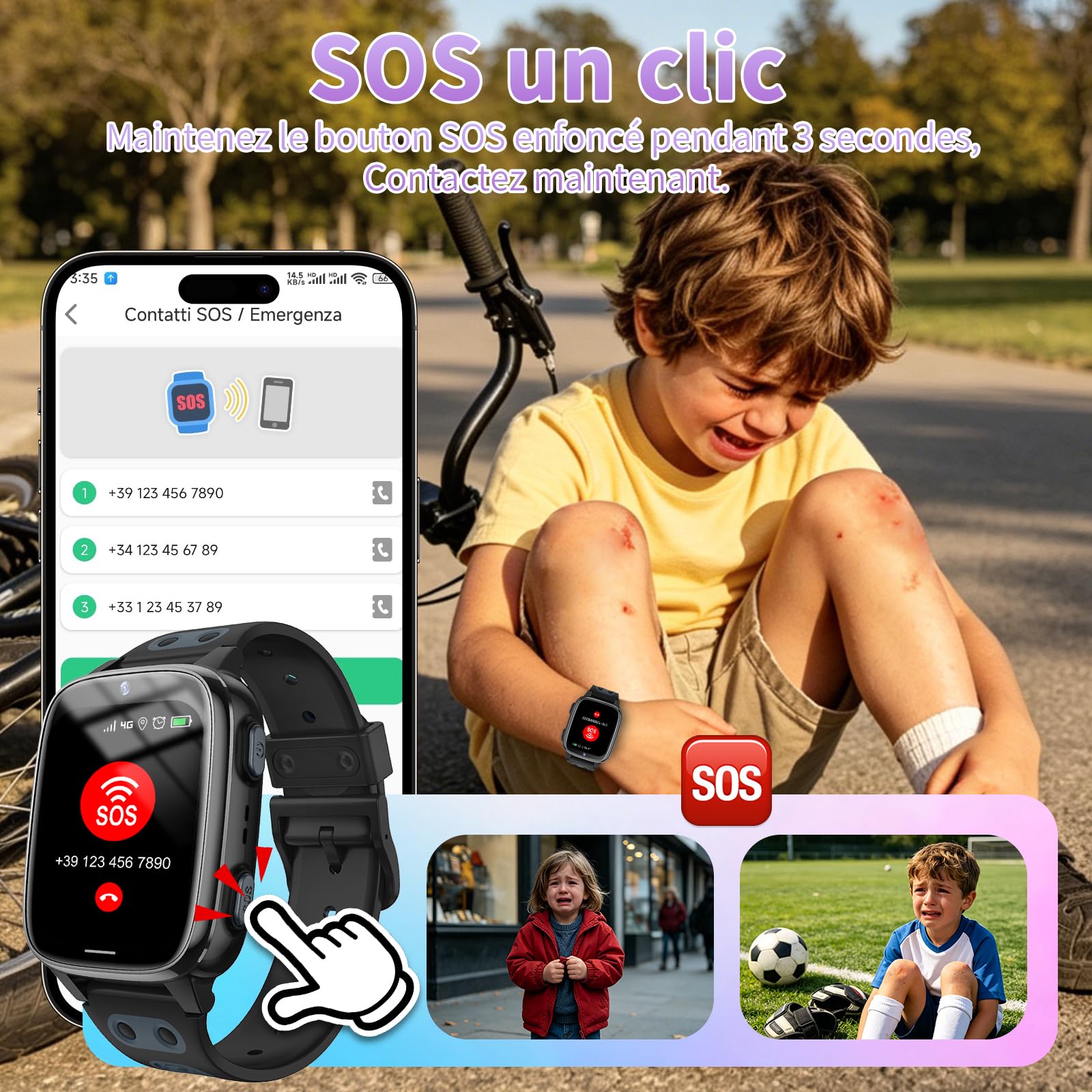 Montre Connectée 4G Smartwatch GPS SOS Enfants Appel Vidéo Garçons Filles | Smartwatch Enfants, Contrôle Parental, Étanche, SMS, Mode Cours, Rejet Appels Inconnus, Rejet Appels Inconnus, jeu