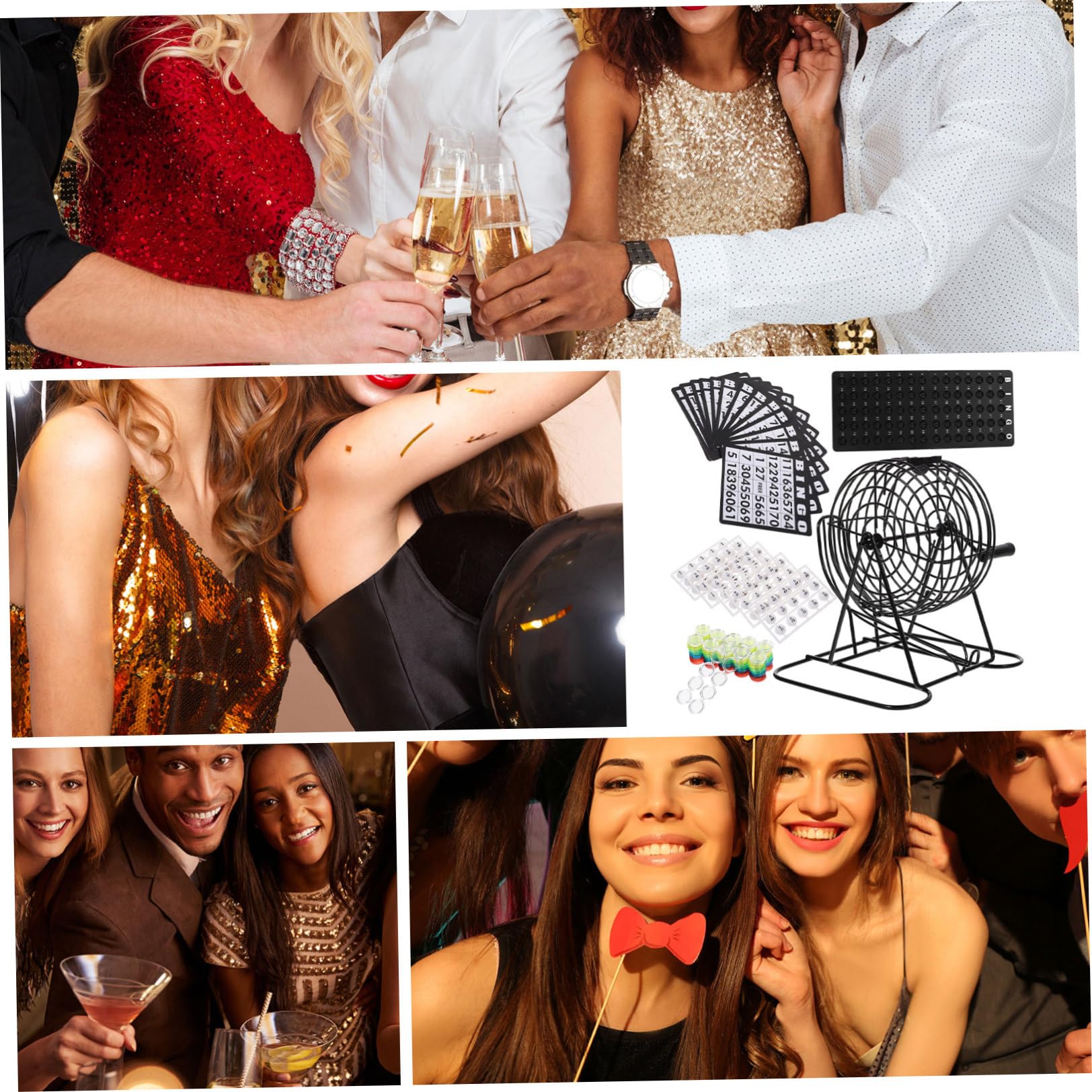 Jeu de Loterie de Table Manuel Bingo Noir en Fer, Ensemble 1 Pièce