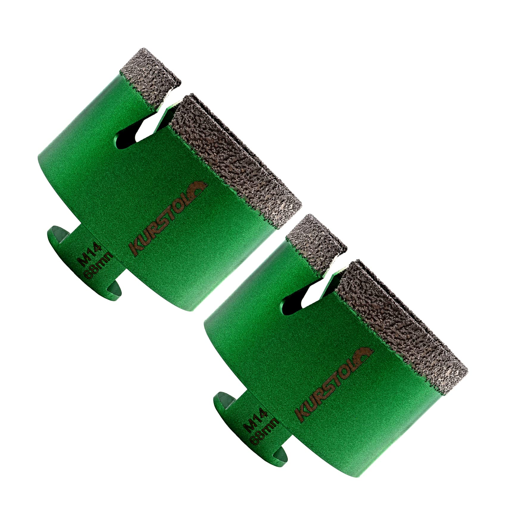 KURSTOL Diamond Core Drill Bits - 2pcs 68mm with M14 thread Tile Hole Saws for Dry Drilling Porcelain Ceramic Tile Granite Marble Stone Vacuum Brazed Diamond Drill Bit