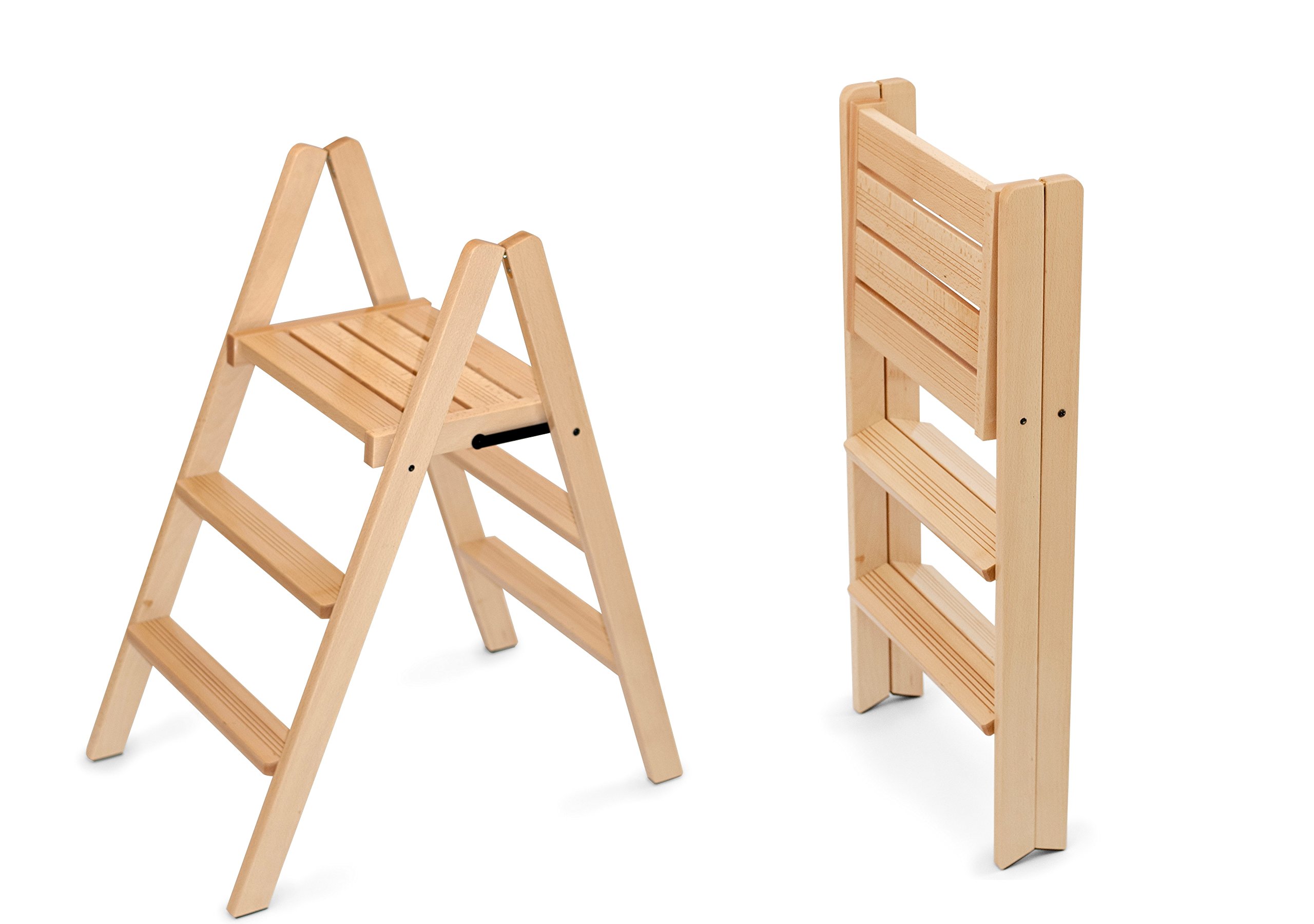Arredamenti Italia Sgabello Dorotea, Legno - 3 gradini - Chiudibile - Finitura Ciliegio