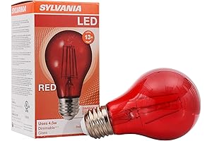 SYLVANIA LED Red Glass Filament A19 Light Bulb for Enhancing Ambiance