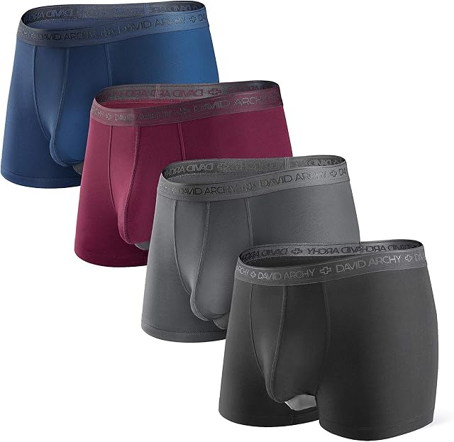 DAVID ARCHY Men's Boxers Shorts Underwear Soft Micro Modal Trunks with Ergonomic Pouch Fly