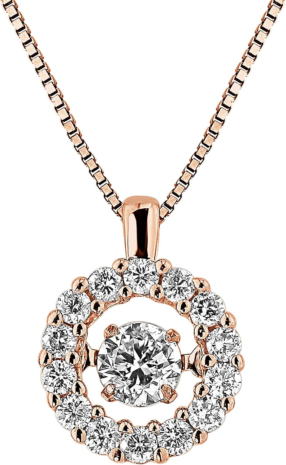 Diamond Wish 14k Gold Dancing in Rhythm Circle Halo Diamond Pendant Necklace (1/3cttw) 18-inch Chain