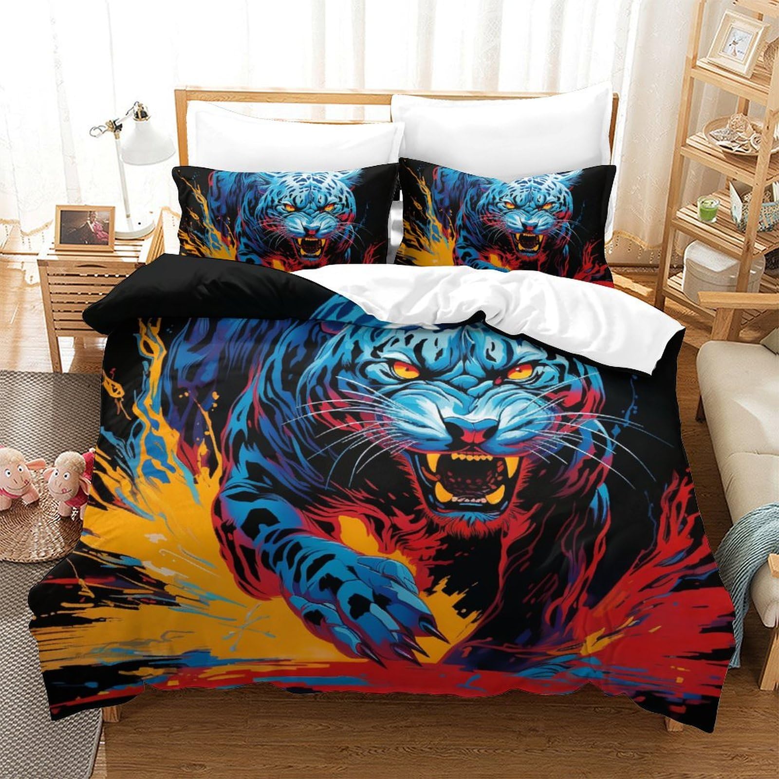 Housse de couette léopard pour lit King de chambre d'ado moderne 220x240
