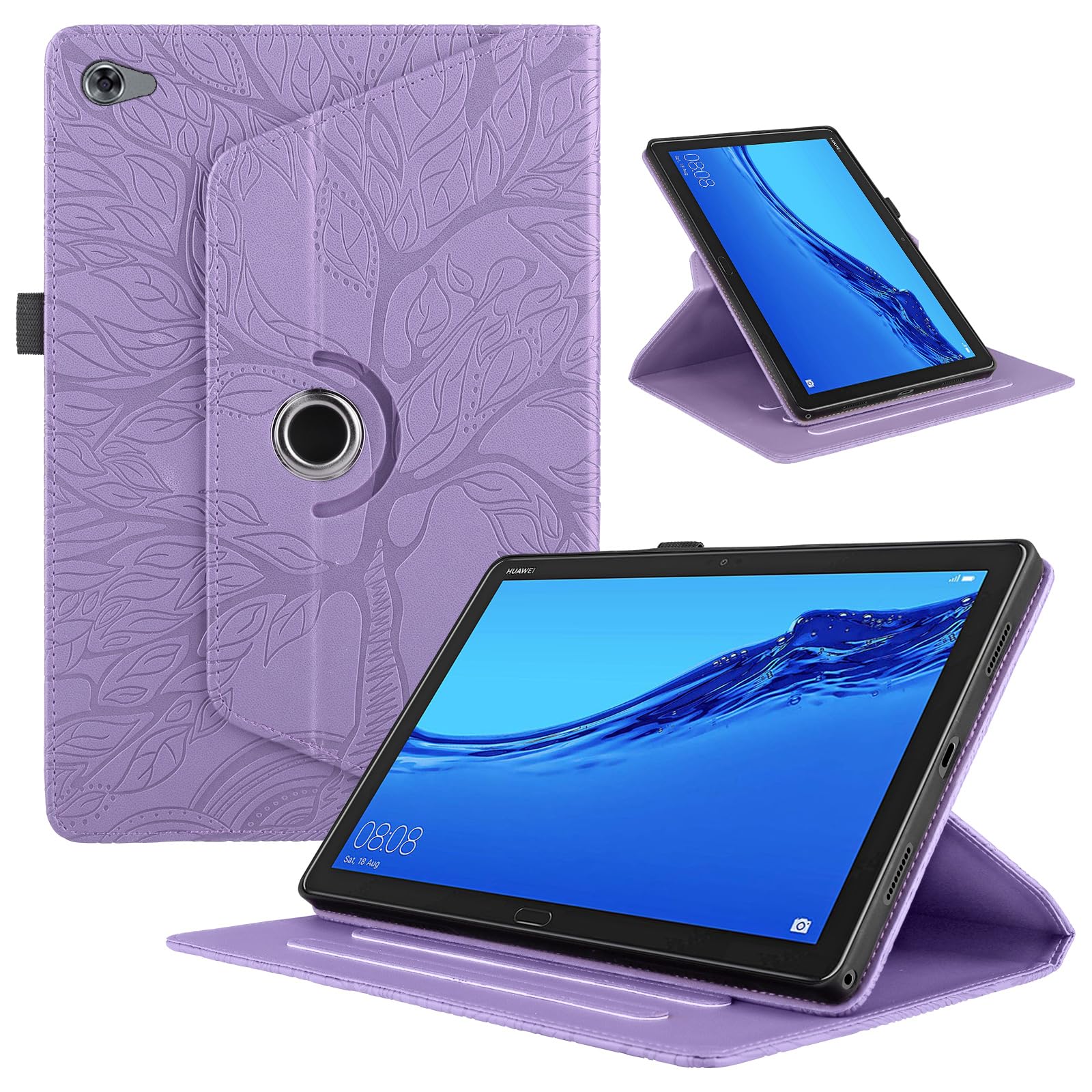 Funda para Samsung Galaxy Tab S9/ S8/ S7 11" (SM-X710/X700/T870) PU Cuero Tablets Protectora Cover 360°Carcasa Giratoria de ángulo Múltiple Stand Función Tablets Funda,Rojo Árboles — view 24