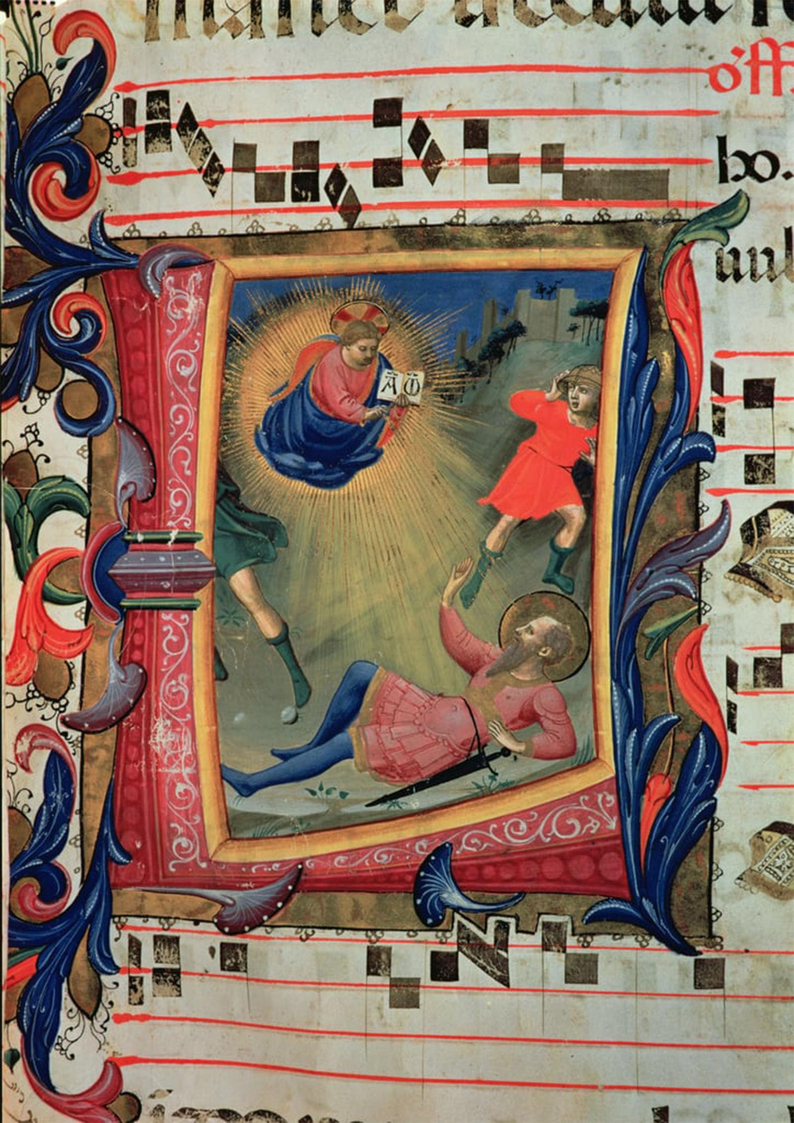 POSTERIIk Vintage Art Print Images Pictures Print Ms F.v Historiated Initial Depicting the Conversion of St Paul by Fra Angelico Modern Colour Posters for Office Home Decor 60x90cm