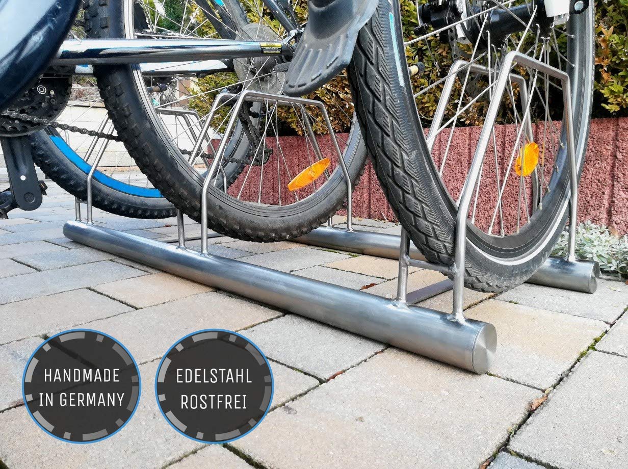 Fahrradständer aus Edelstahl – 3 Stellplätze | Handgefertigt in Deutschland | Bügelparker für 3 Fahrräder | rostfrei & langlebig | für Garage, Außenbereich & Gewerbe
