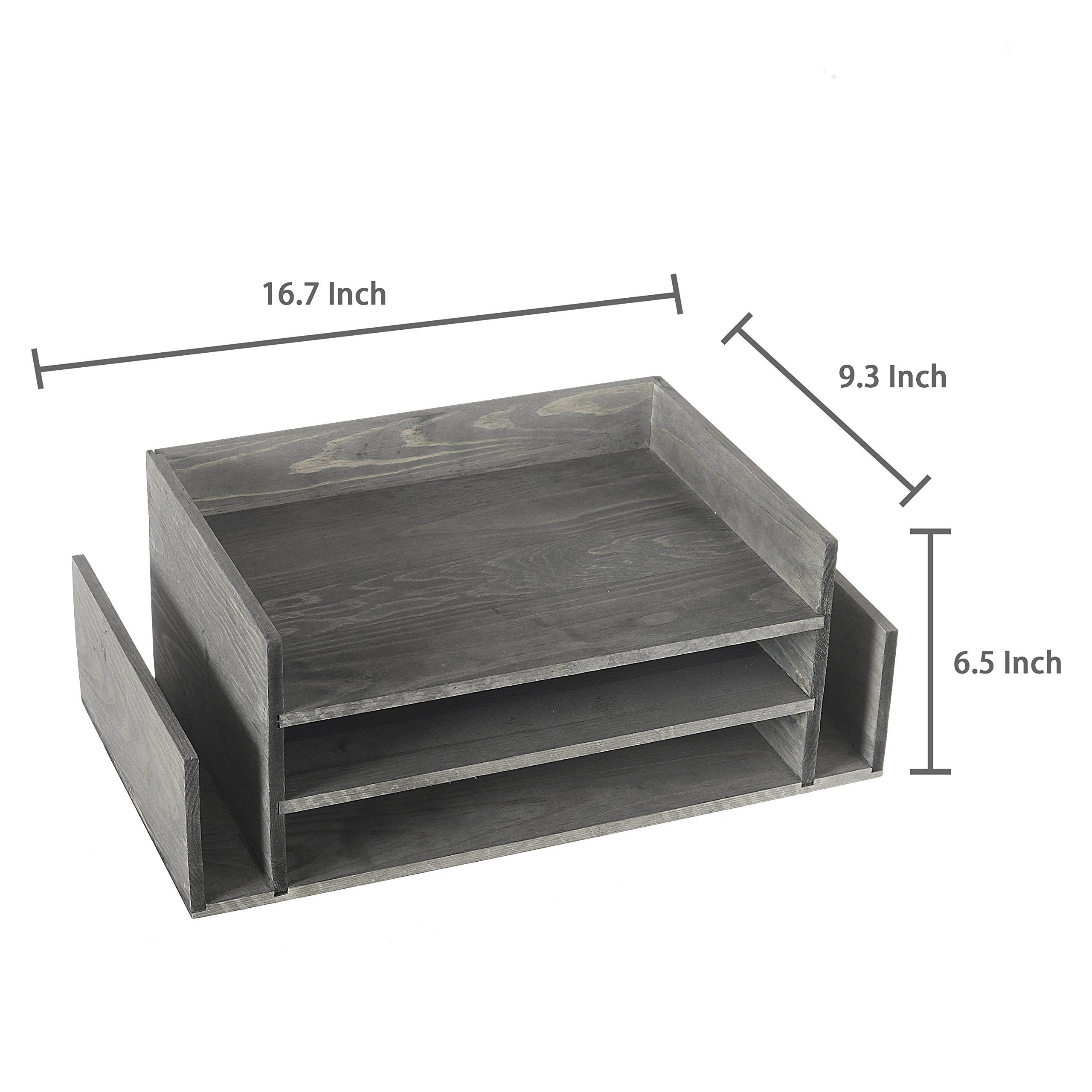 Juvale 3-Tier Wooden Mail & Desk Organizer With Storage Drawer - Keeps Your Table Tidy