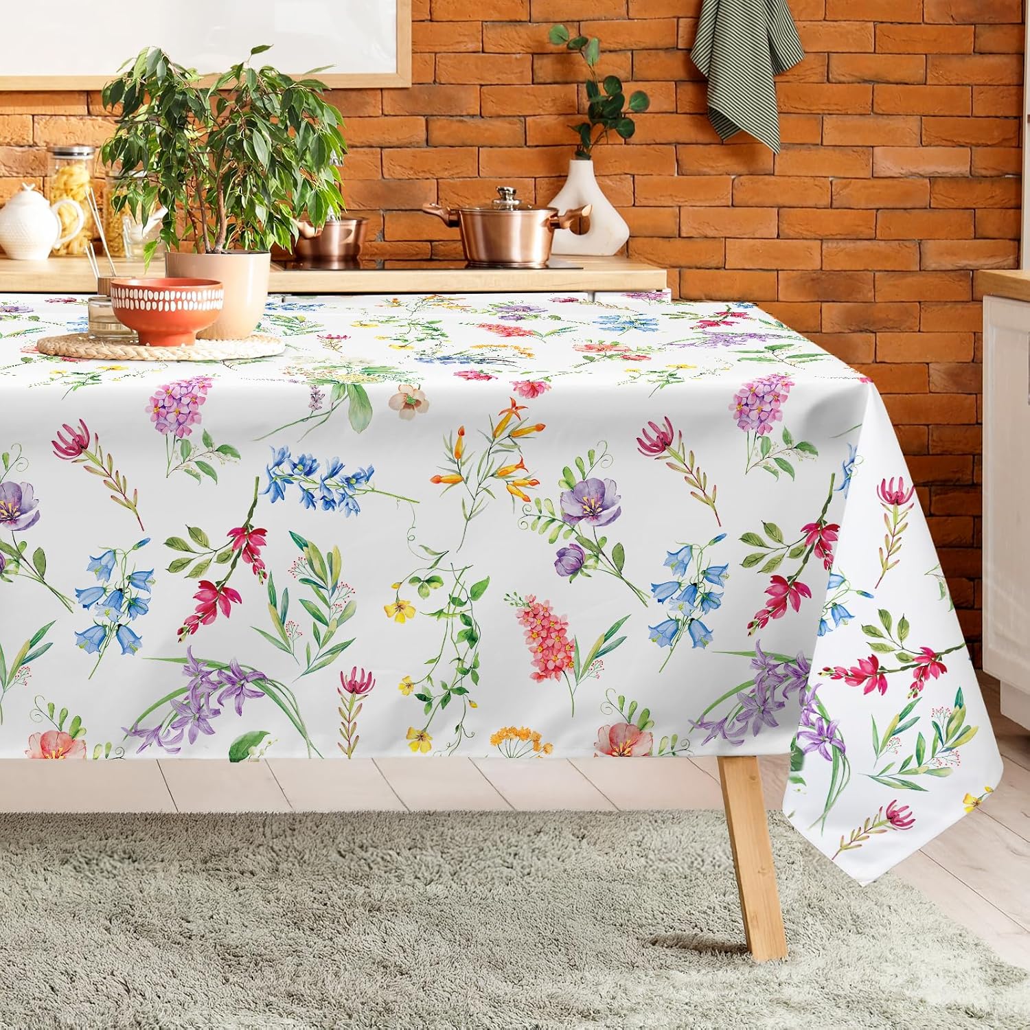 Epinki Tischdecke 140x250cm - Gänseblümchen Design Mit Quasten