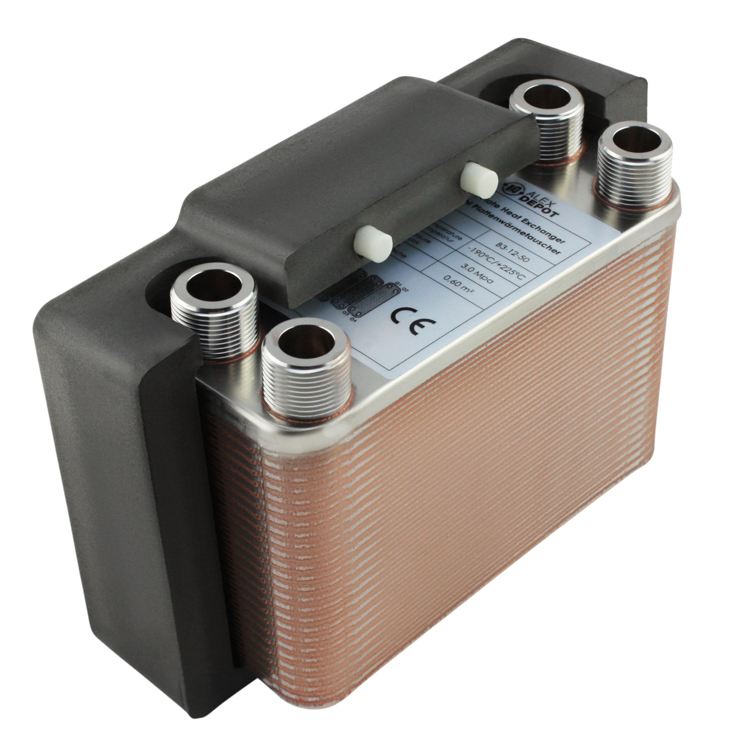 Intercambiador de calor de placas de acero inoxidable + aislamiento B3-12-50 con conexión de 4x3/4 pulgadas. Calefacción solar de 90kW (PWT+Iso)