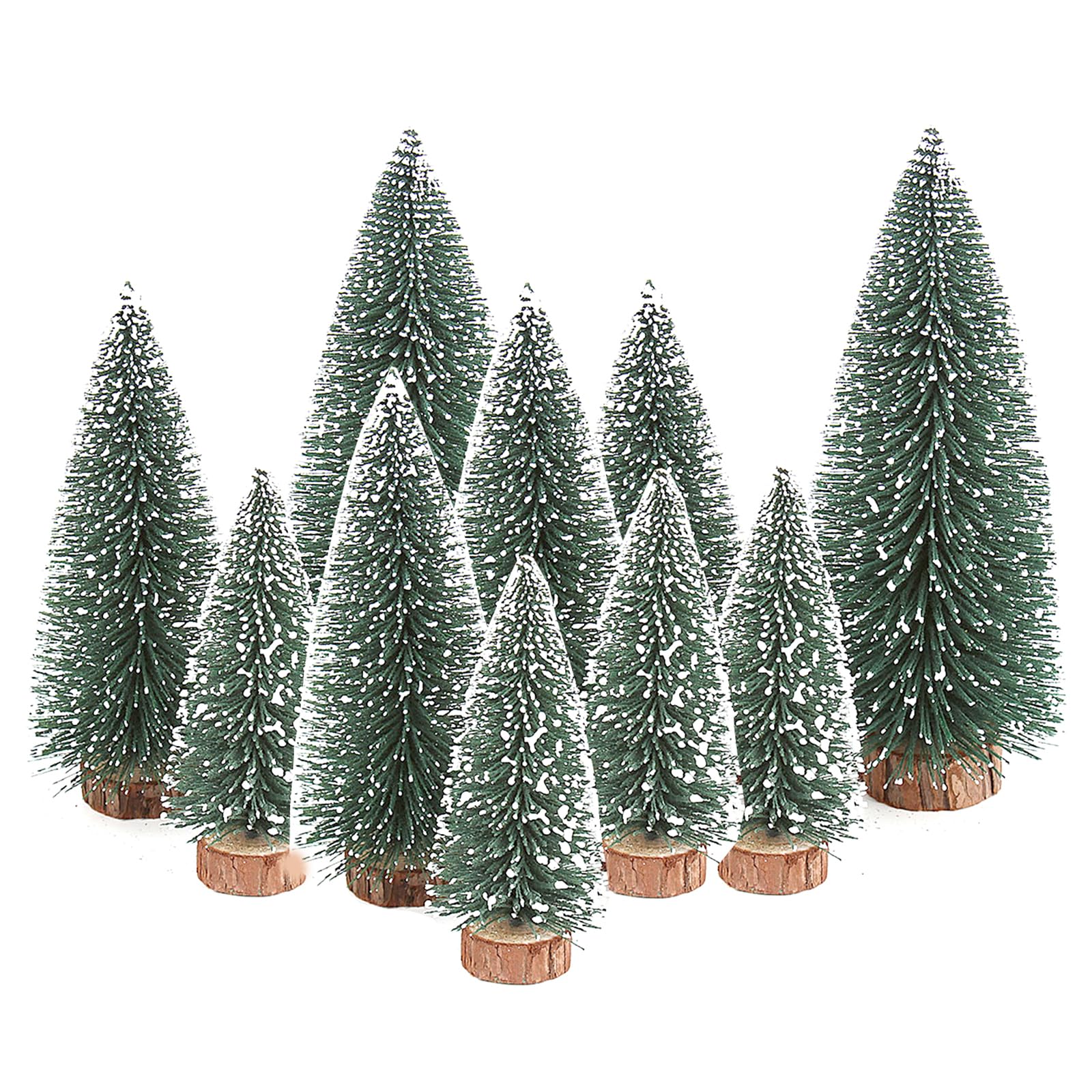 Ashuxxn Pack of 10 Artificial Christmas Trees, Mini Christmas Trees, Desktop Christmas Trees, Artificial Pine Tree with Wooden Base, 10/15/20 cm for Table Decoration, DIY Christmas Decoration (Green)