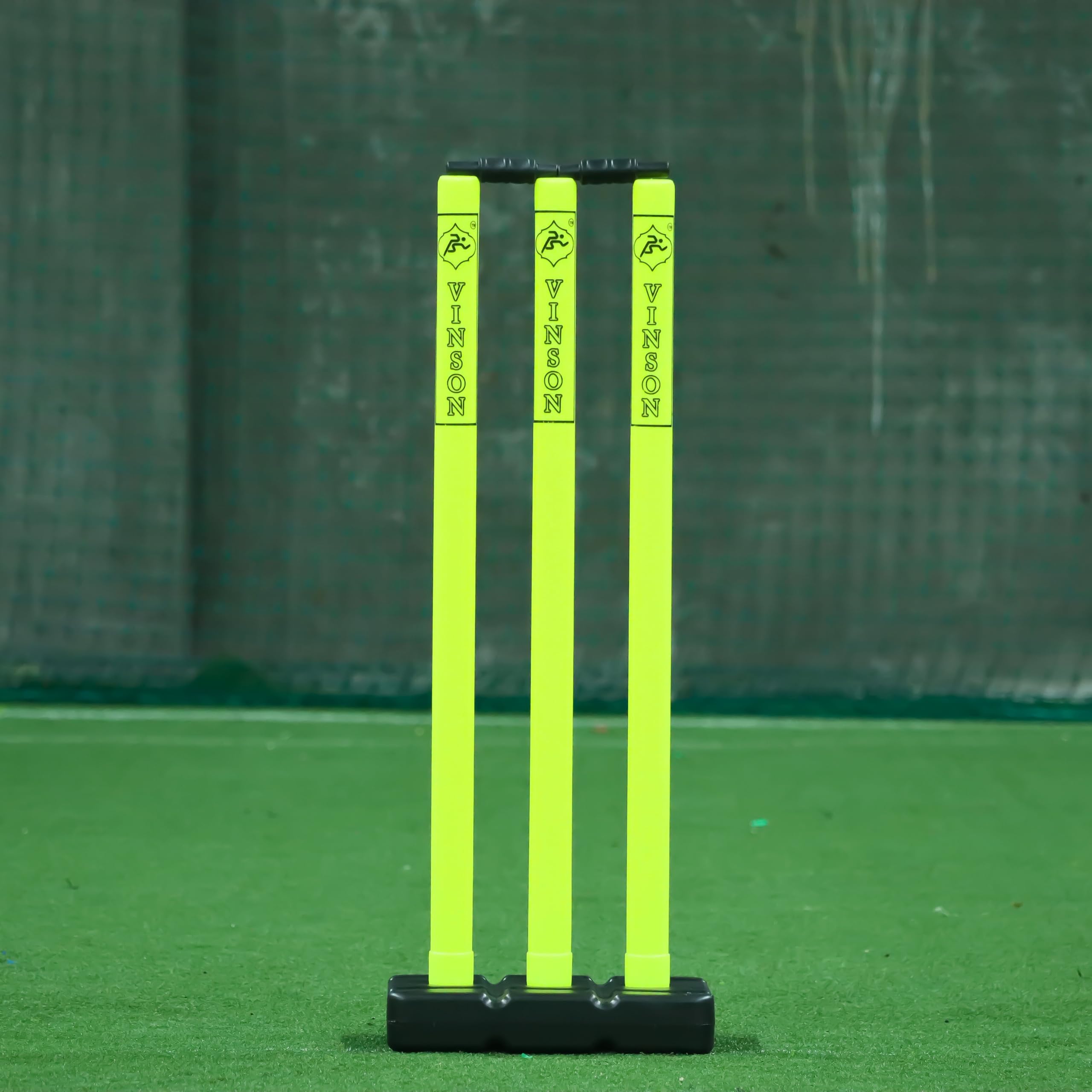 Vinson Senior Heavy Duty Cricket Stumps Set with Zipper Carry Bag for Kids & Adults, Color - Lemon Yellow & Black, Weight - 750 gm, No Water/Mud Needed to Increase The Weight of The Base. - Image 5 thumbnail