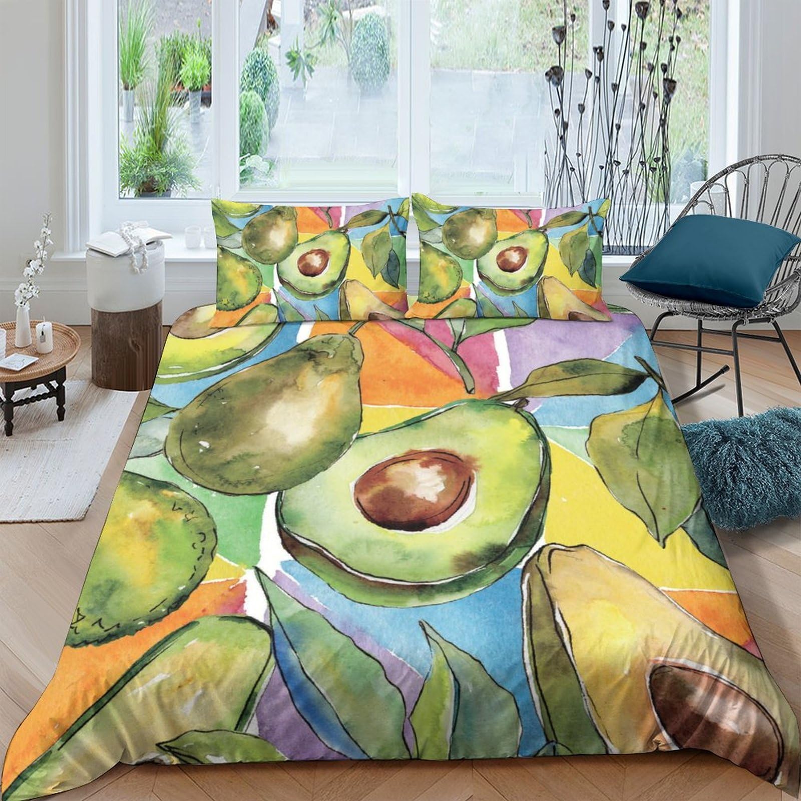 Ctjqhvkz Style-7 3D Printed Avocado Art Fitted Sheet Microfiber Soft Colorful Fruit Mattress Cover For Bedroom Guest Room Home Décor Single（135X200cm）