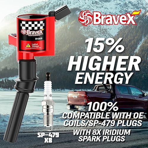 Miniatura 2 de Bravex Paquete de bobinas de encendido y bujía SP479 para Ford F-150 F-250 4.6L 5.4L V8 DG508 DG457 DG472 DG491 Crown Victoria Expedition Mustang