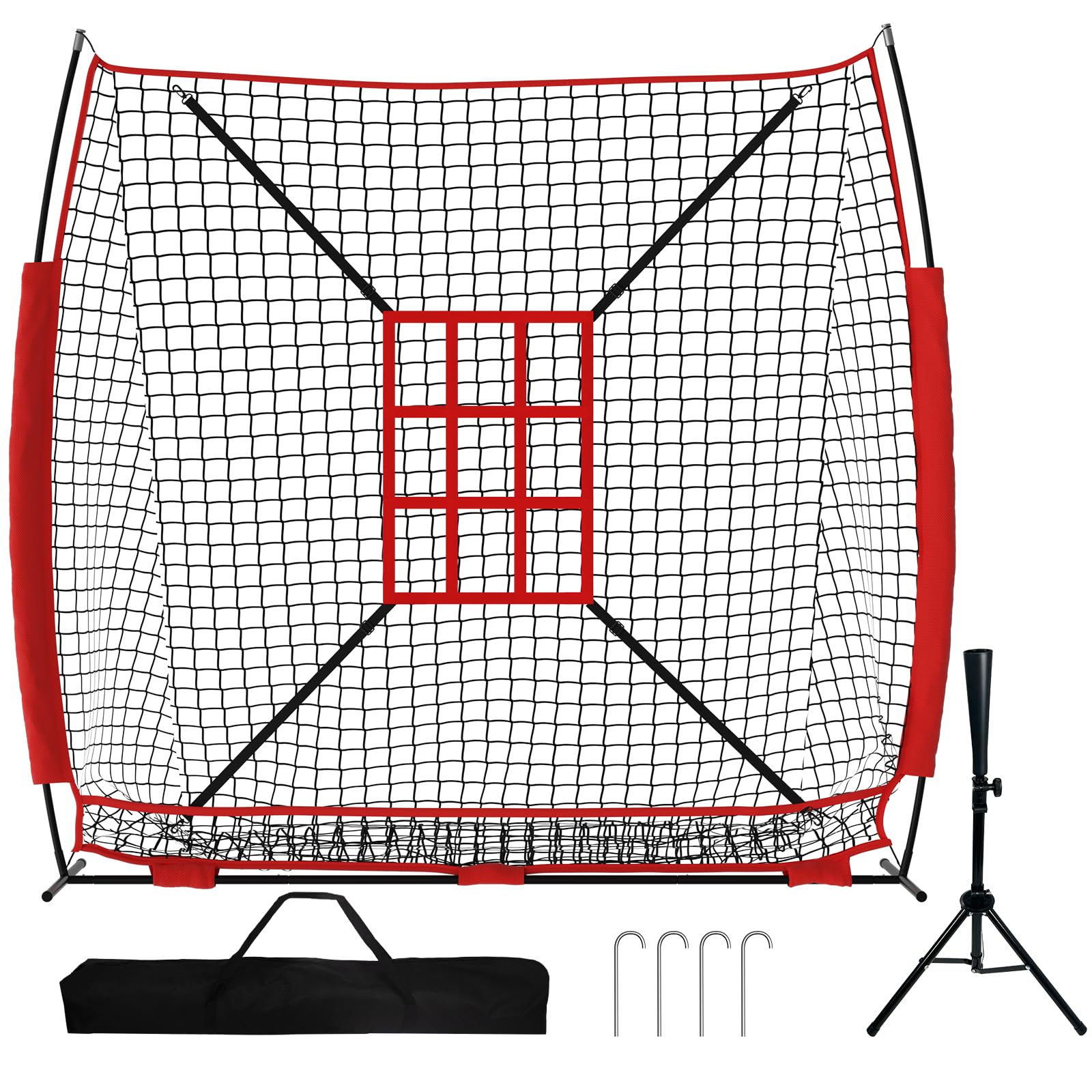 Baseball- und Softball-Trainingsnetz mit Schlagzone Wurfnetz mit Tee Tragbare Schlagnetze Trainingsbegleiter für die Technik