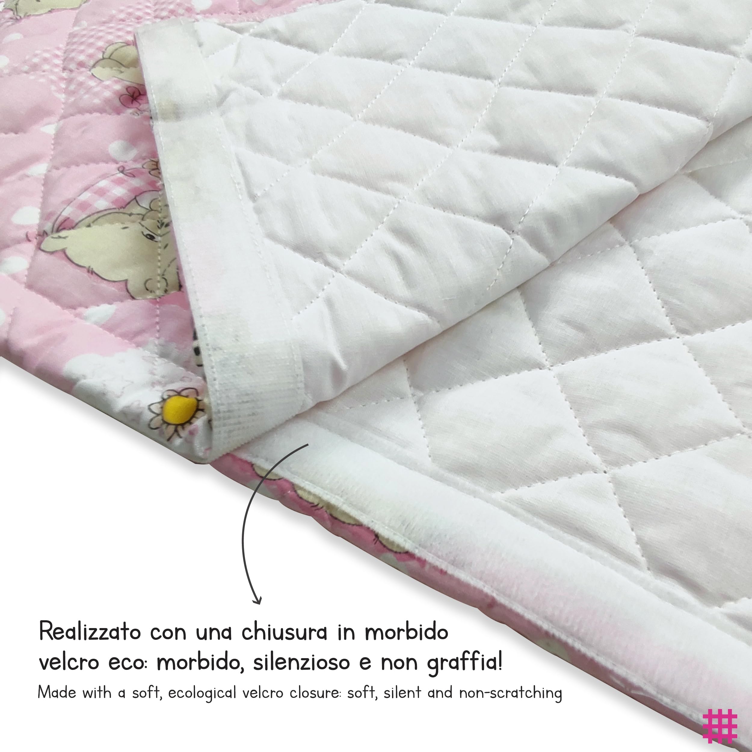 Panini Tessuti Saco de Dormir y Saco de guardería para bebés de 2 a 6 años - Tejido Acolchado 100% algodón, para Dormir en la guardería y en casa - Made in Italy (Saco de Dormir Osos y Abejas Rosas