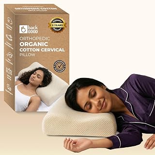 BackGood Organic Cervical Pillow | 5 Year Warranty | Hypoallergenic Memory Foam Pillow for Sleeping,Neck and Shoulder Pain... Price In India