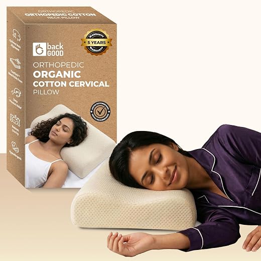 BackGood Organic Cervical Pillow | 5 Year Warranty | Hypoallergenic Memory Foam Pillow for Sleeping,Neck and Shoulder Pain...
