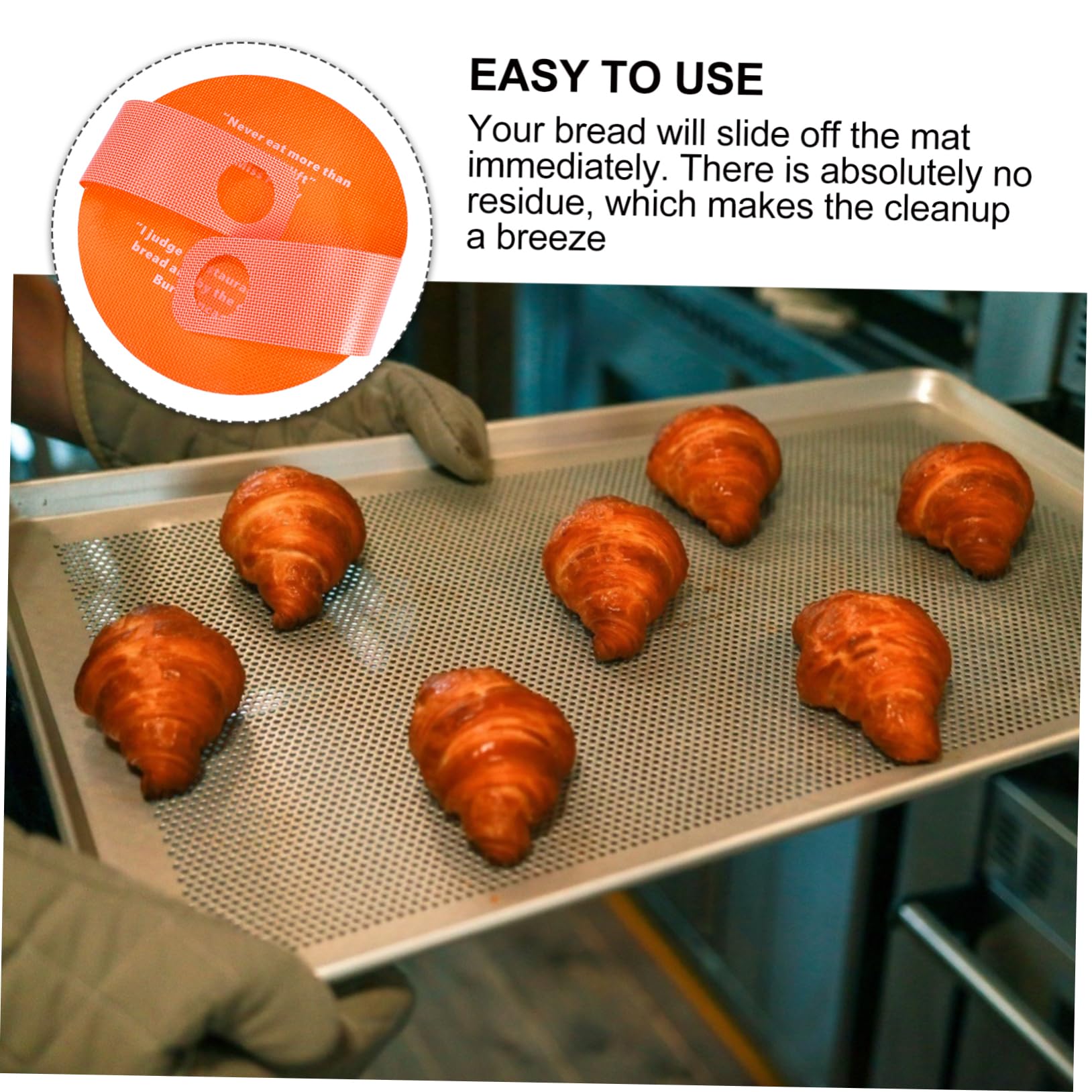 TOPBATHY 3pièces Tapis De Silicone Avec Mat De Pour Pâte Accessoire De Pâtisserie Antiadhésif Pour Four Réutilisable Et Facile à Nettoyer Orange